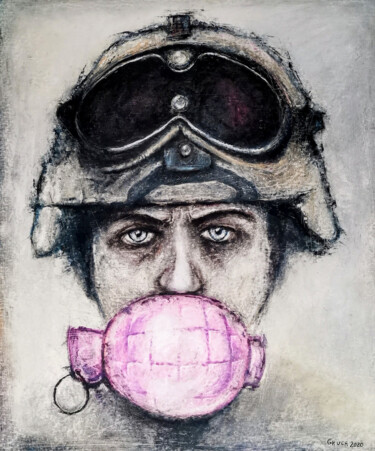 Pintura titulada "Guma balonowa" por Sławomir Gruca, Obra de arte original, Pastel