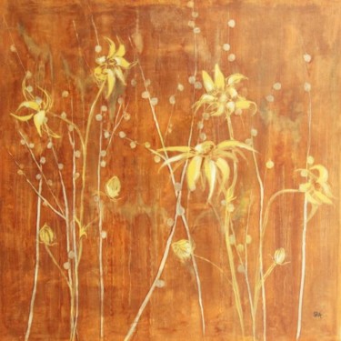 Peinture intitulée "Native Flower- Flan…" par Sandrine Lopez De Arias - Sla, Œuvre d'art originale
