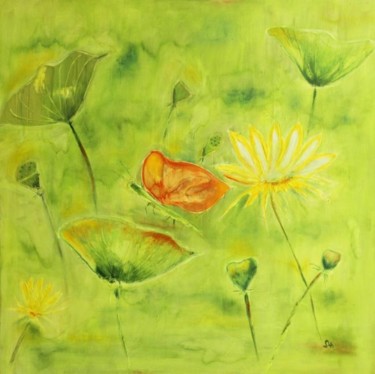 Painting titled "Butterflies" by Sandrine Lopez De Arias - Sla, Original Artwork