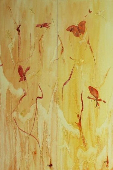 Painting titled "Butterflies III et…" by Sandrine Lopez De Arias - Sla, Original Artwork