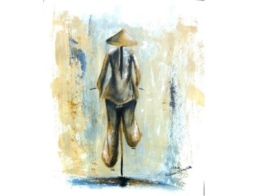 Drawing titled "Vietnam - La Bicycl…" by Sandrine Lopez De Arias - Sla, Original Artwork