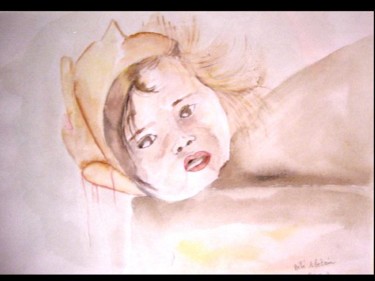 Drawing titled "Bebe Tibetain" by Sandrine Lopez De Arias - Sla, Original Artwork