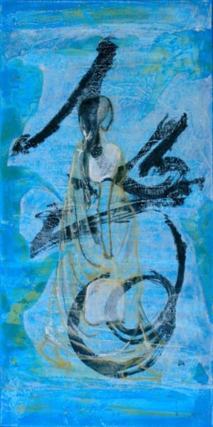Painting titled "BLUE STORY" by Sandrine Lopez De Arias - Sla, Original Artwork