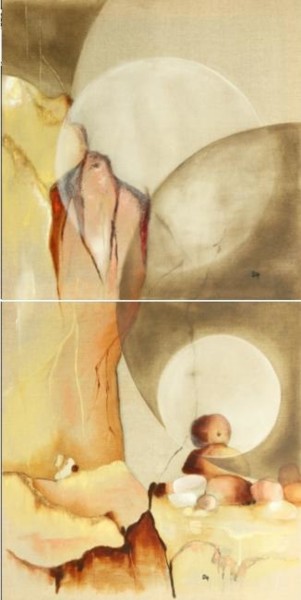Painting titled "Vertige (1) et (2)" by Sandrine Lopez De Arias - Sla, Original Artwork