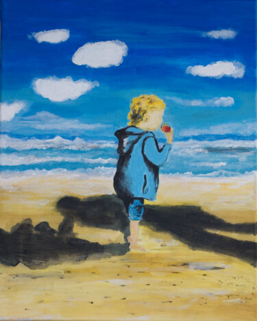 Peinture intitulée "L’enfant à la pomme…" par Slem, Œuvre d'art originale, Acrylique