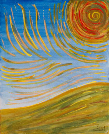 Peinture intitulée "Soleil 02 janvier" par Slem, Œuvre d'art originale, Acrylique Monté sur Châssis en bois
