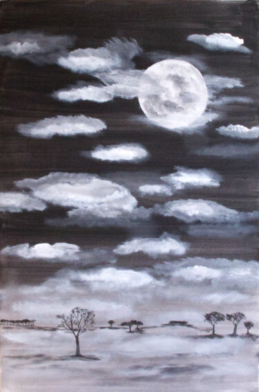 Painting titled "Pleine lune sur la…" by Slem, Original Artwork, Acrylic