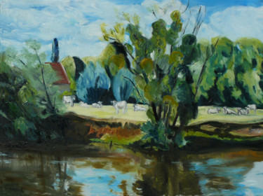Painting titled "sur-l-autre-rive.jpg" by Sylvestre Leonard, Original Artwork, Oil