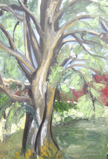 Картина под названием "Arbre et matière" - Sylvestre Leonard, Подлинное произведение искусства, Масло Установлен на Деревянн…