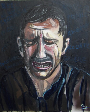 Pintura titulada "Désarroi et pleures" por Sylvestre Leonard, Obra de arte original, Oleo
