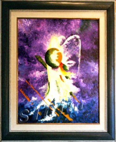 Painting titled "URIEL, ARCANGEL" by Slhim, Original Artwork