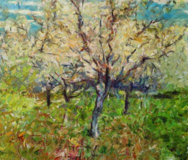 Painting titled "Almond Orchard" by Dragica Micki Fortuna, Original Artwork, Oil