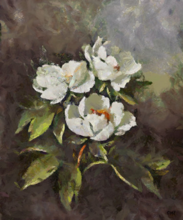 Painting titled "White Hellebore" by Dragica Micki Fortuna, Original Artwork, Oil