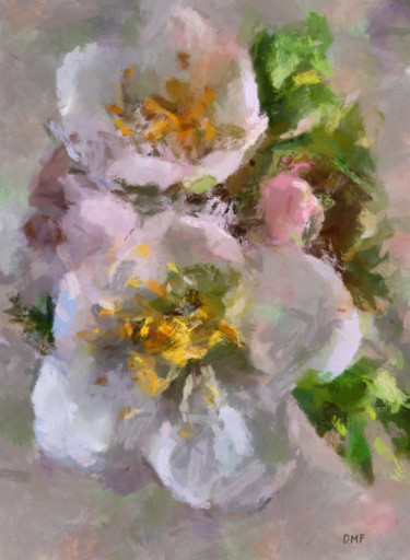 Painting titled "Apple Blossoms" by Dragica Micki Fortuna, Original Artwork, Oil