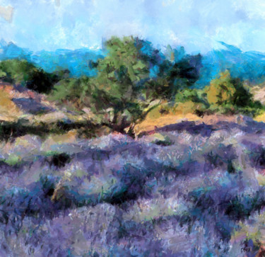 Painting titled "Lavender Field By T…" by Dragica Micki Fortuna, Original Artwork, Oil