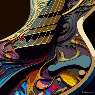 Digital Arts titled "Close up guitar" by Dragica Micki Fortuna, Original Artwork, Digital Painting