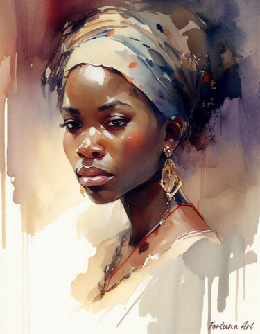 Цифровое искусство под названием "Nigerian girl" - Dragica Micki Fortuna, Подлинное произведение искусства, Изображение, сге…