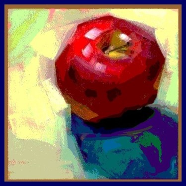 Painting titled "red apple" by Dragica Micki Fortuna, Original Artwork, Oil