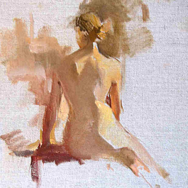Painting titled "sitting nude" by Dragica Micki Fortuna, Original Artwork, Oil