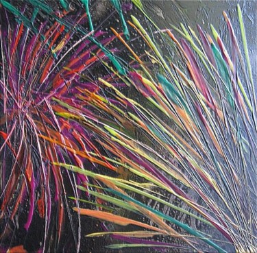 Malerei mit dem Titel "Fireworks at Bled" von Dragica Micki Fortuna, Original-Kunstwerk