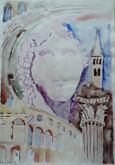 Pintura intitulada "Moja Pula 1" por Ljiljana Smoljan, Obras de arte originais, Aquarela