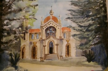 Pintura intitulada "Rovinjska crkva" por Ljiljana Smoljan, Obras de arte originais, Aquarela