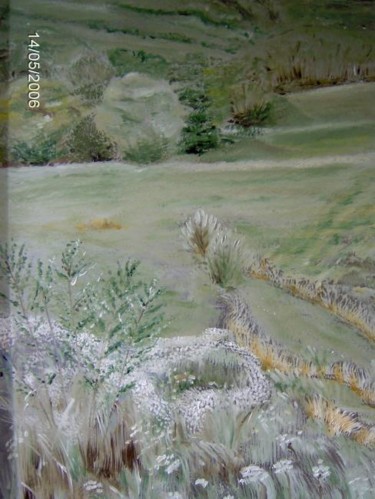 Painting titled "green field" by Ljiljana Smoljan, Original Artwork, Oil