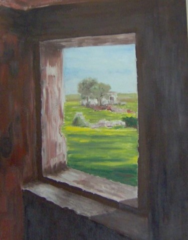 Painting titled "A window" by Ljiljana Smoljan, Original Artwork, Oil