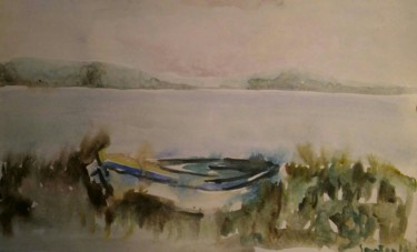 Malerei mit dem Titel "BOAT" von Ljiljana Smoljan, Original-Kunstwerk, Aquarell