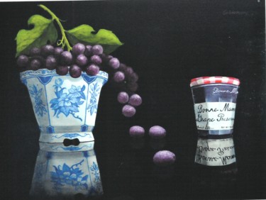 Peinture intitulée "Fresh Grapes And Pr…" par Robert Goldsberry, Œuvre d'art originale, Huile