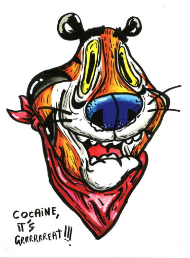 Dibujo titulada "Cocaïne" por Slin, Obra de arte original, Rotulador