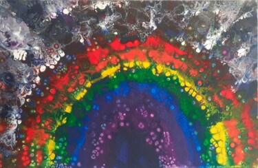 Painting titled "Rainbow" by Sébastien Mas, Original Artwork, Acrylic Mounted on Wood Stretcher frame