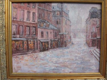 Painting titled "Rue du Haut-Pave,vu…" by Slobodan Paunovic, Original Artwork, Oil