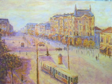 Painting titled "Hotel Moskva,1930 y" by Slobodan Paunovic, Original Artwork, Oil