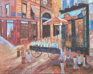 Peinture intitulée "Cafe "Mimoza", Paris" par Slobodan Paunovic, Œuvre d'art originale, Huile