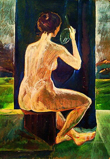 Toilettes Peinture intitulée "Toilettes" par Spaki, Œuvre d'art originale, Huile