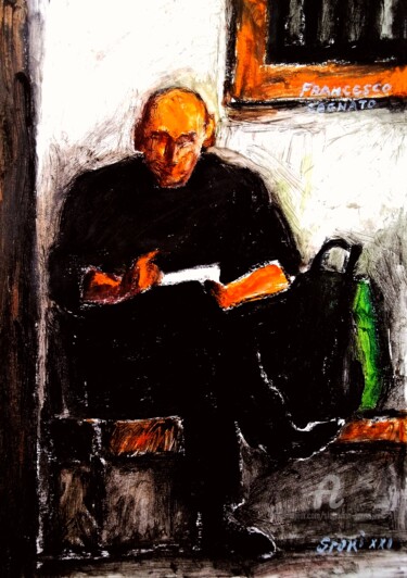 Au travail, mon amie l' artiste Malerei mit dem Titel "Au travail, mon am…" von Spaki, Original-Kunstwerk, Pastell