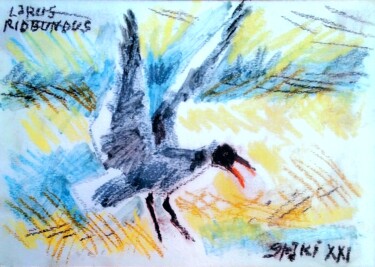 Painting titled "Le mouette" by Spaki, Original Art, Pastel