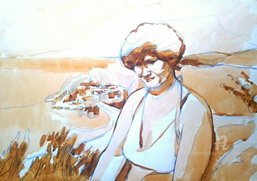 Malerei mit dem Titel "Quand saint Stefan…" von Slobodan Spasojevic (Spaki), Original-Kunstwerk, Aquarell