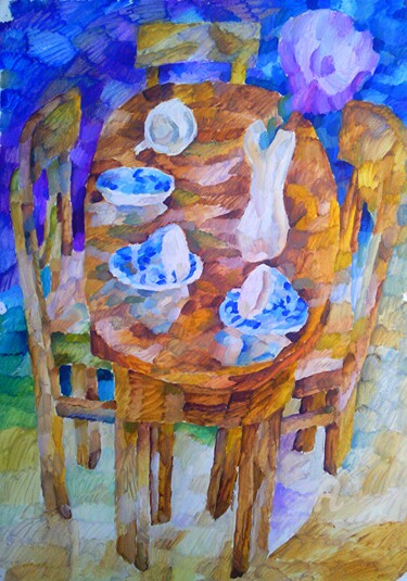 Painting titled "Seaux  a cafe" by Slobodan Spasojevic (Spaki), Original Artwork, Oil