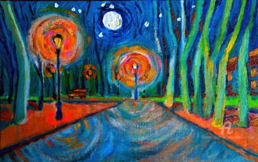 Pintura intitulada "La nuit" por Slobodan Spasojevic (Spaki), Obras de arte originais, Óleo