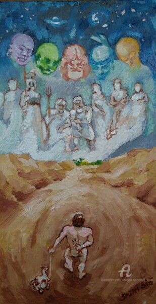 Painting titled "Allegorie" by Slobodan Spasojevic (Spaki), Original Artwork, Oil