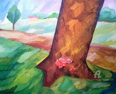 Painting titled "Vieux arbre" by Slobodan Spasojevic (Spaki), Original Artwork, Oil