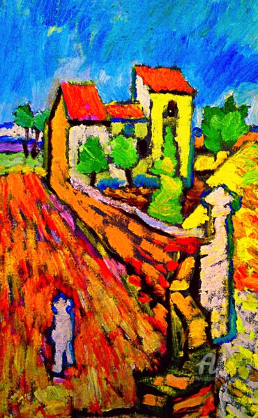 Painting titled "Chez voisine" by Slobodan Spasojevic (Spaki), Original Artwork, Oil