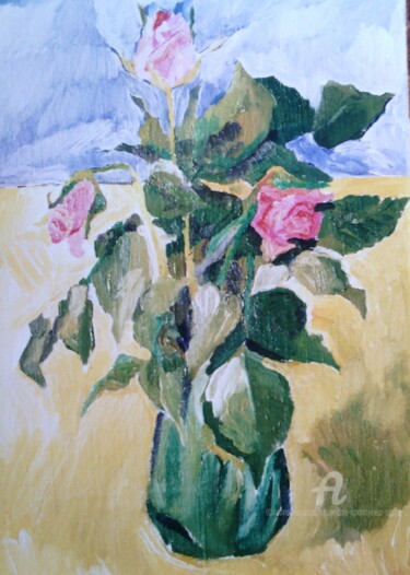 Painting titled "C'est la rose quell…" by Slobodan Spasojevic (Spaki), Original Artwork, Oil