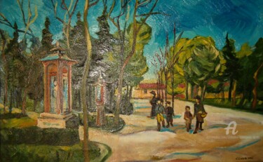 Malerei mit dem Titel "Jardin poublique,Ze…" von Slobodan Spasojevic (Spaki), Original-Kunstwerk, Öl