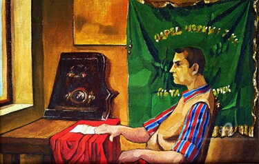 Malarstwo zatytułowany „Le lettre” autorstwa Slobodan Spasojevic (Spaki), Oryginalna praca, Olej