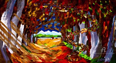 Painting titled "La feille d'automne…" by Slobodan Spasojevic (Spaki), Original Artwork, Oil