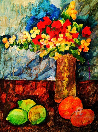 Painting titled "Les fleurs et les f…" by Slobodan Spasojevic (Spaki), Original Artwork, Oil