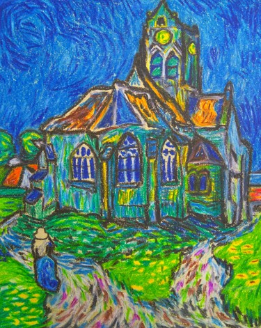 「Reproduction V.Gogh…」というタイトルの絵画 Slobodan Spasojevic (Spaki)によって, オリジナルのアートワーク, パステル